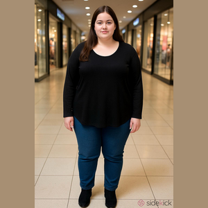 Evri Plus Size Ribbed Black Thin Long Sleeve Sweater Women’s (Sz 1X)